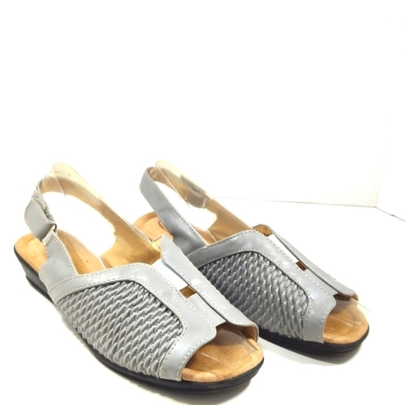 Beacon Stretch n Foam grey sling back peep toes shoes Size: 8M - Picture 1 of 5